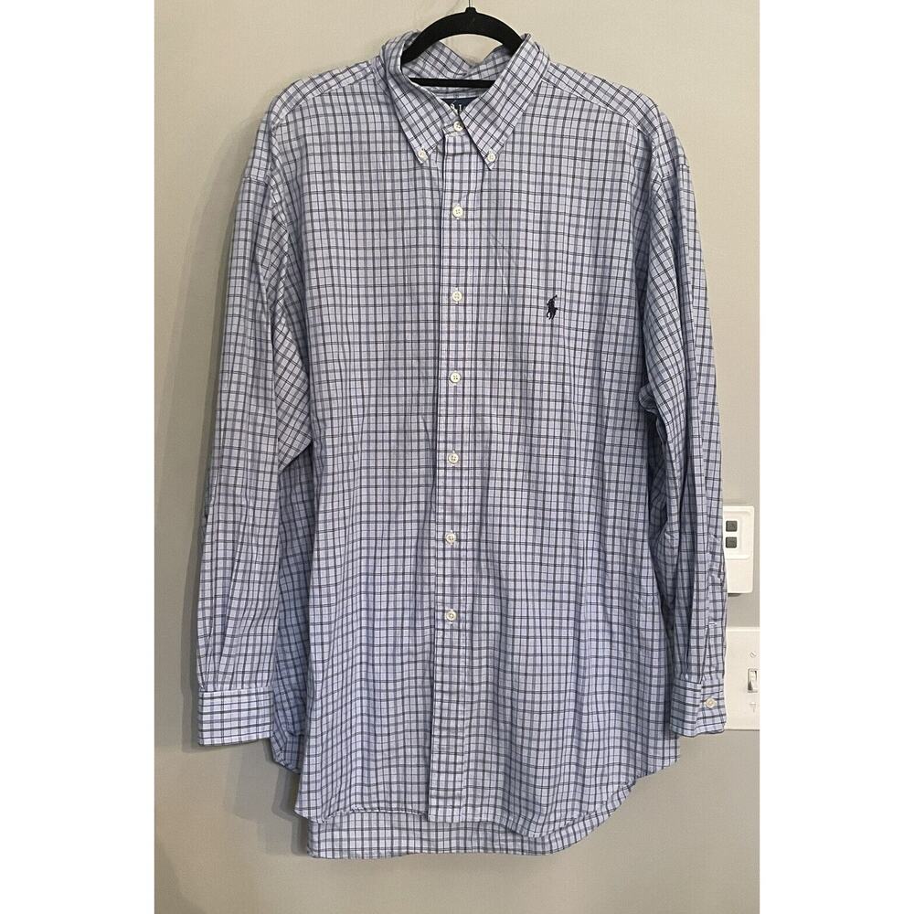 Ralph Lauren Yarmouth Shirt Plaid‎ Button Down Long Sleeve Mens 17 1/2 EUC